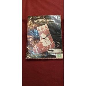 Vtg Snowman Stocking Crewel Net Darning Kit Vogart NOS